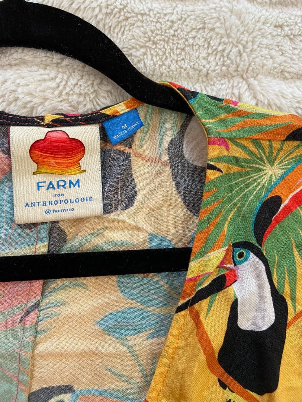🌴Anthropologie Farm Rio Rainforest Toucan Blouse - Picture 2 of 6